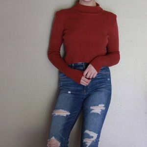KENDALL & KYLIE - Thin Rust Cropped Turtleneck